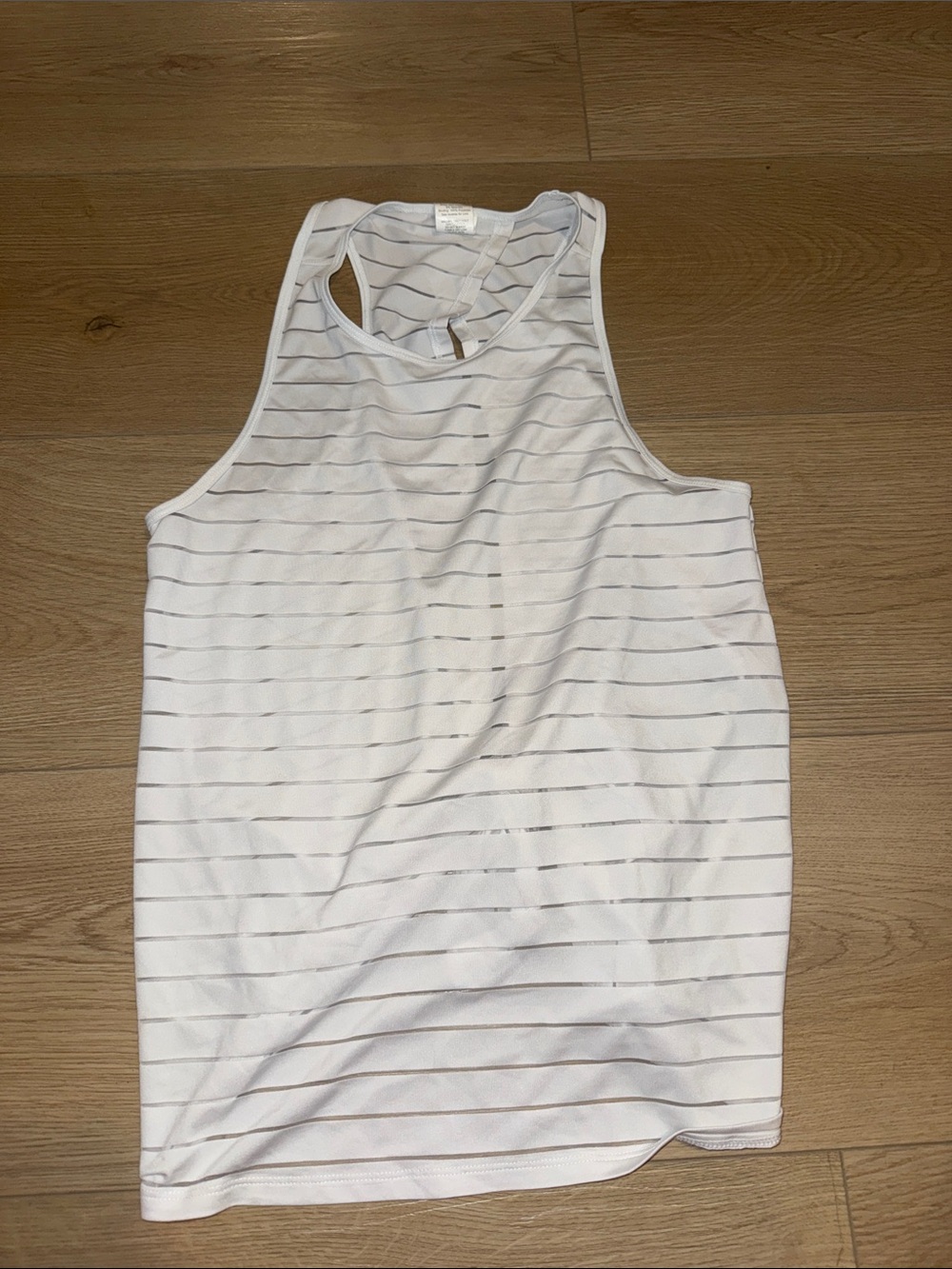 bcg White Tank Top with Thin Gray Stripes